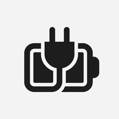 Obraz premium Battery Charging Icon Showing a Power Plug Connected to a Power Cell