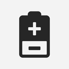 Fototapeta premium Battery Icon with Plus and Minus Symbols Representing Energy and Power