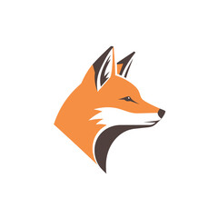 Obraz premium Orange fox head profile, a vibrant illustration of a cunning animal, isolated on white background.