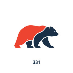 Fototapeta premium Stylized bear illustration with red and blue colors, a modern design concept.