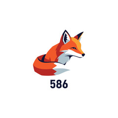 Obraz premium Vibrant fox illustration with the number 586, perfect for branding and design projects.