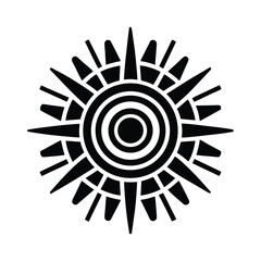 Mayan Glyph Sunburst Icon Vector Illustration