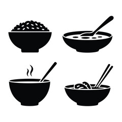 Bowl Food Vector, Silhouette, Illustration