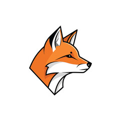 Obraz premium Vibrant illustration of a cunning fox head in profile, orange and white colors.