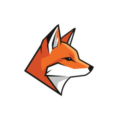 Obraz premium Vibrant fox head illustration showcasing sharp features and captivating orange hues against a clean white backdrop.