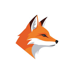 Fototapeta premium Vibrant orange fox head illustration with sharp geometric shapes and details.