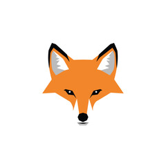 Fototapeta premium Vibrant orange fox head illustration with sharp features and black accents, minimalist design.