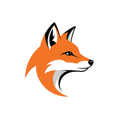 Fototapeta premium Vibrant orange fox head profile with sharp ears and focused gaze.