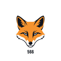 Obraz premium Vibrant fox head illustration with bold lines and a striking orange color scheme, number 566.