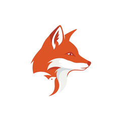 Obraz premium Vibrant orange fox head profile with white accents and sharp features.