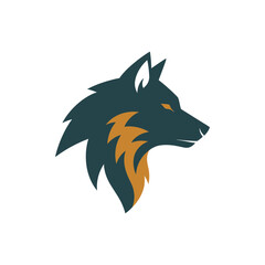 Obraz premium Stylized wolf head logo design with sharp edges and vibrant colors.