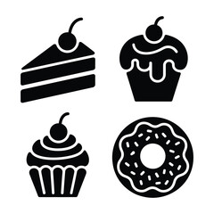 Dessert & Sweets Vector, Silhouette, Illustration