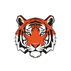 Fototapeta premium Vibrant tiger head illustration showcasing detailed orange and black stripes.