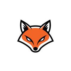 Obraz premium Vibrant fox head logo design with sharp features and bold colors.