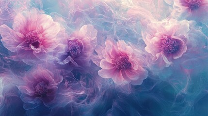 Obraz premium Soft Pink Flowers in Pastel Haze