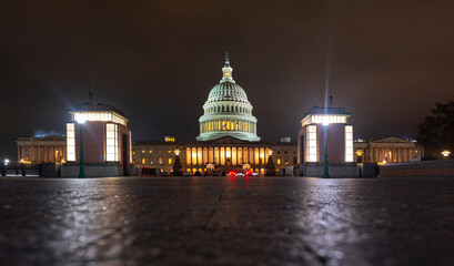 Panorama of the US Capitol. Iconic Capitol dome in the evening. Night cityscape of US Capitol building. © Volodymyr