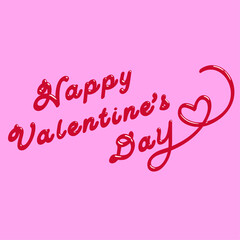 斜めにデザインされたバレンタインのレタリング文字　