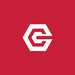 Modern geometric C and G letters logo in a hexagonal shape, featuring a bold white design on a vibrant red background, perfect for business branding and corporate identity projects