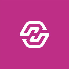 Abstract Geometric Logo Design Featuring Interlocking Shapes in a Hexagonal Frame