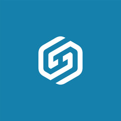 Modern Abstract Geometric Icon Embodying Growth and Innovation within a Structured Hexagonal Frame, Presented on a Vibrant Blue Backdrop for Professional Branding