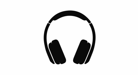 Fototapeta premium Minimalist Black Headphones Icon Silhouette Design for Music and Audio Concept
