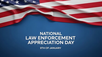 National Law Enforcement Appreciation Day Banner with American Flag.