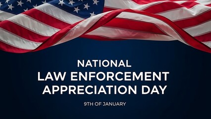 National Law Enforcement Appreciation Day January 9th American Flag Background.