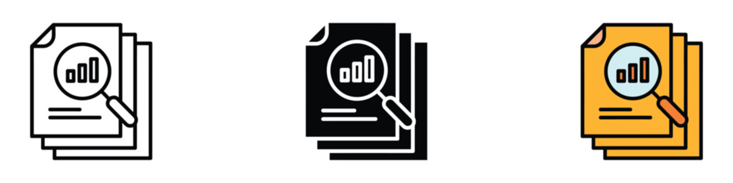 Scrutiny info icon vector. Analyzing business reports and financial data symbol. vector illustration.