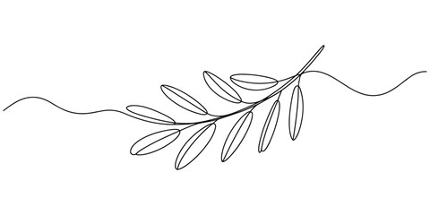 Olive Branch Continuous One Line Drawing Vector Illustration.  Modern single line art drawing. Continuous line drawing. Outline draw design.  © Creative Tania