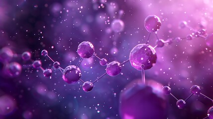 Abstract purple molecule structure with glowing spheres and connections 1