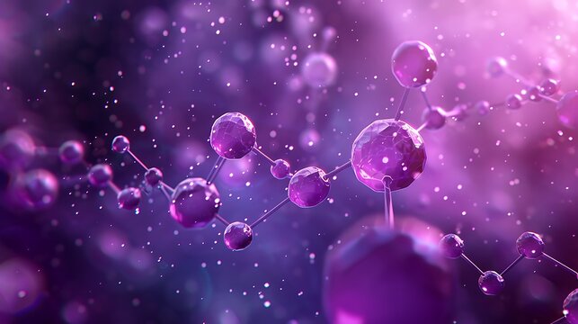 Abstract purple molecule structure with glowing spheres and connections 1 - Powered by Adobe
