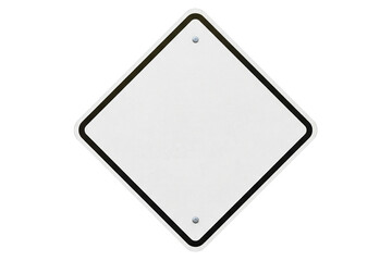 Blank diamond road sign mockup template for traffic warning design isolated on a transparent background