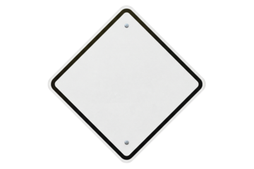 Blank diamond road sign mockup template for traffic warning design isolated on a transparent background