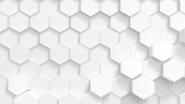 White 3D Hexagon Honeycomb Lattice Background with Soft Shadows &ndash; Clean Minimal Geometric Wall Texture Motion Loop