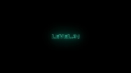 Abstract neon line level 31 number 4k animation. Neon level up sign. Level - 31 text countdown animation. Level -31. Congrats. You Climbed to a Higher Level. level Up appear Gaming concept - Powered by Adobe
