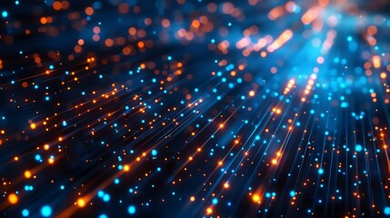 Abstract technology background with glowing blue and orange lines 2