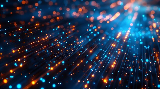 Abstract technology background with glowing blue and orange lines 2 - Powered by Adobe