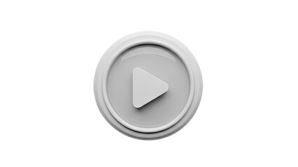 3D Play Button Icon on White Background