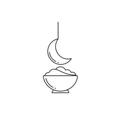 Bowl with crescent moon isolated on white background