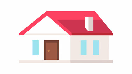 Modern house with red roof and brown door illustration