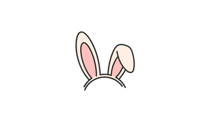 Minimalist Outline Bunny Ears App Icon in Soft Friendly Pastel Color