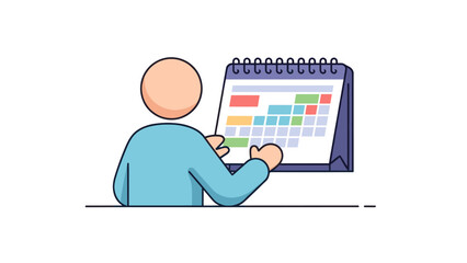 A person planning a schedule on a calendar