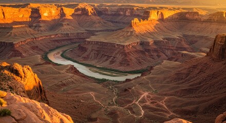 Aerial View of Horseshoe Bend Canyon Landscape.