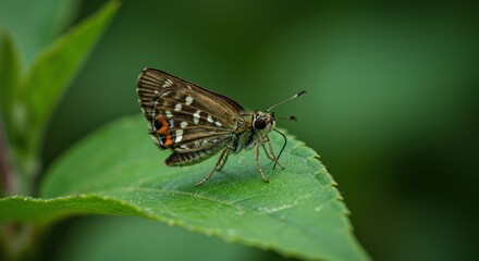 Obraz premium Butterfly on Leaf in Natural Environment.