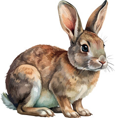 Soft Brown Rabbit Nature Animal Watercolor Illustration