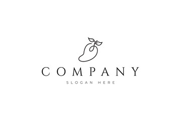 Obraz premium mango fruit logo with minimalist linear design style