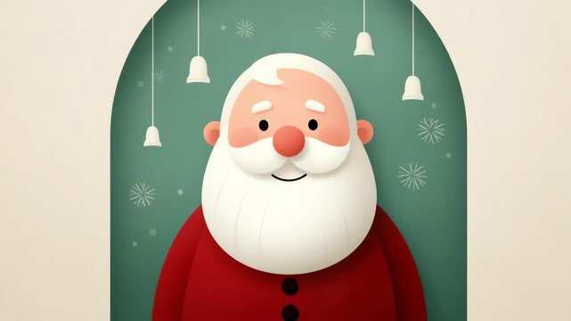 Cheerful santa welcomes the holiday season with jingle bells and festive charm