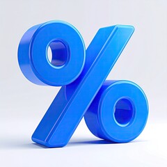 3D rendered bright blue percentage symbol on white background