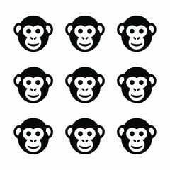 Obraz premium Minimalist Monkey Head Icon Set