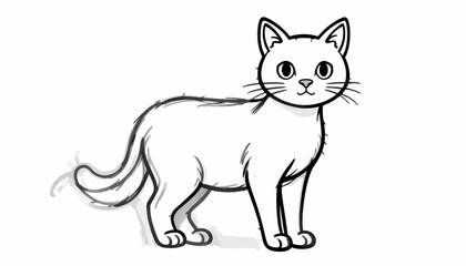 Obraz premium A cute cartoon cat standing on a plain background with a happy expression